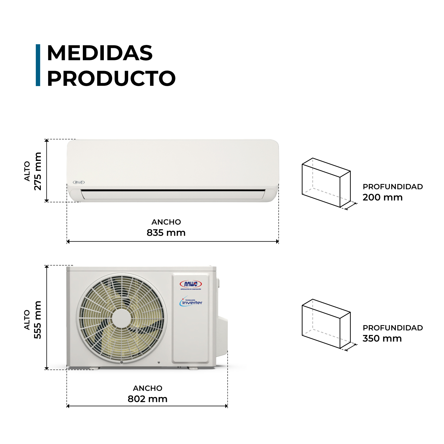 Aire Acondicionado Split Muro ANWO ECOFLOW 18.000 BTU/h Inverter R32 - Imagen 5